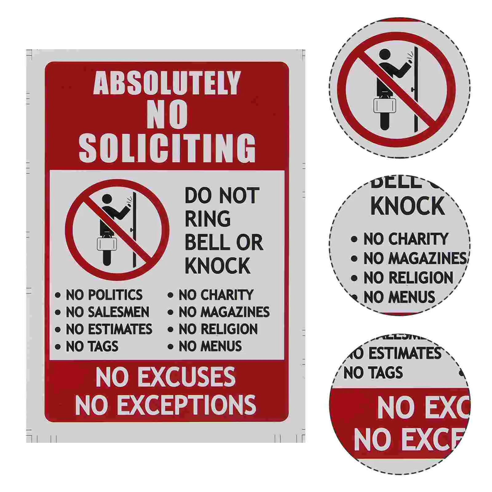 2 Pcs No Entry Sticker Soliciting Door Sign Knocking Stickers for House Home Applique The Yard