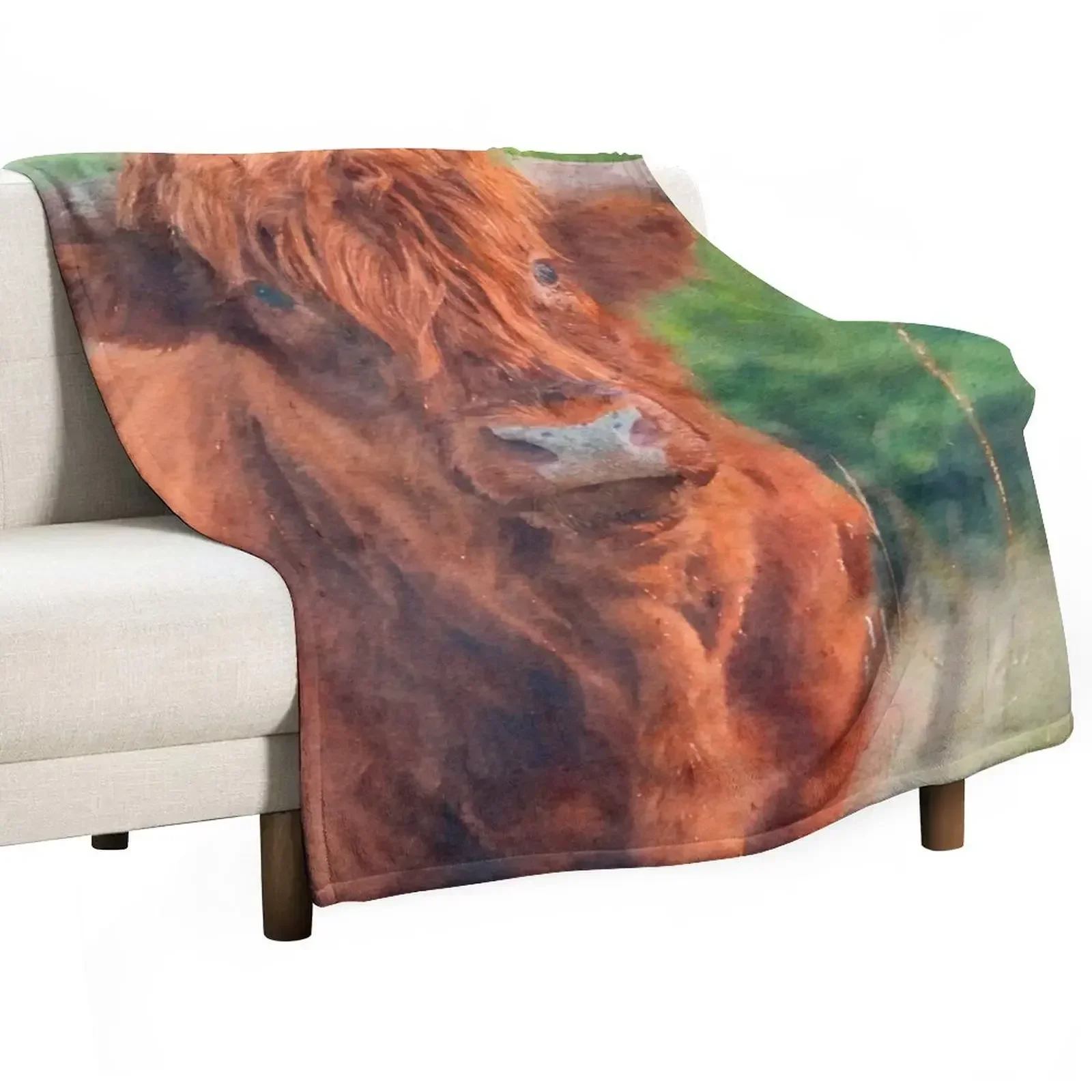 

Highland cow watercolor painting #11 Throw Blanket Plaid manga Travel christmas gifts Blankets