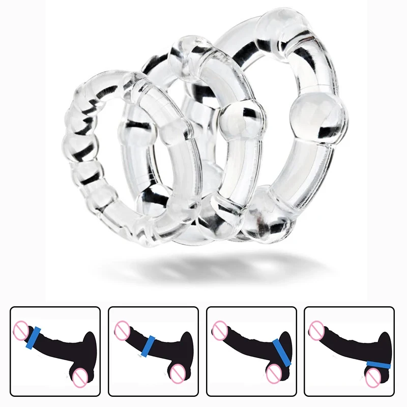 3PCS Silicone Penis Rings Delaying Ejaculation Semen Cock Rings Beaded Lock Ejaculation Constriction Donuts Sex Rings For Men