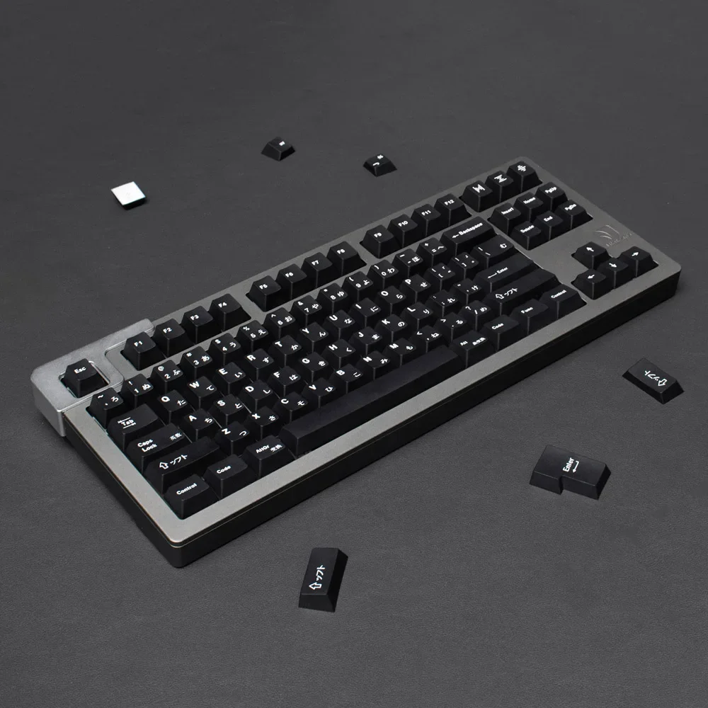 Minimal black keycap Japanese WOB original factory height PBT sublimation large full set of mechanical keyboard cap 64/75/87/9