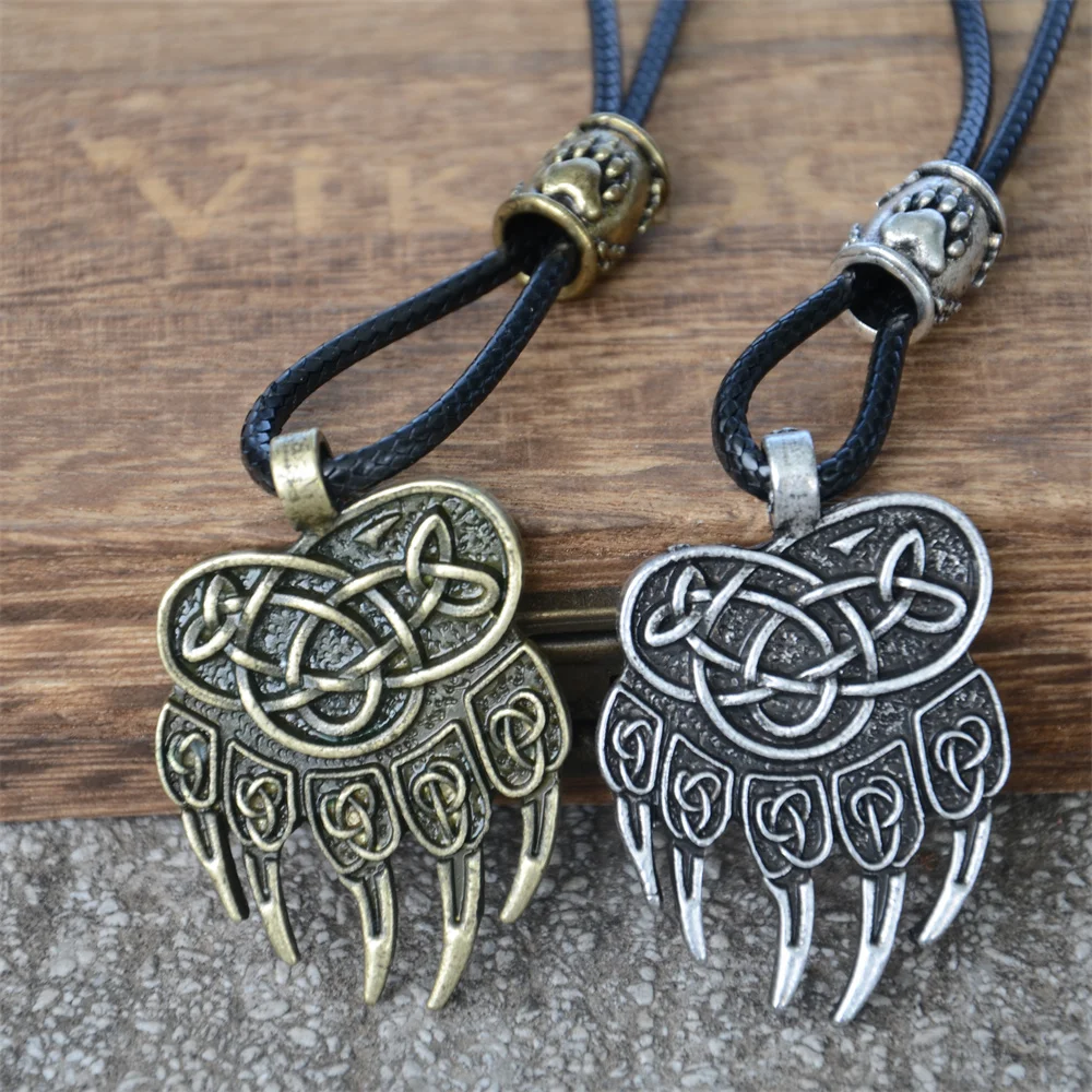 Retro Slavic God Veles Bear Paw Bead DIY Craft Pendant Necklace Amulet Talisman Jewelry Accessories