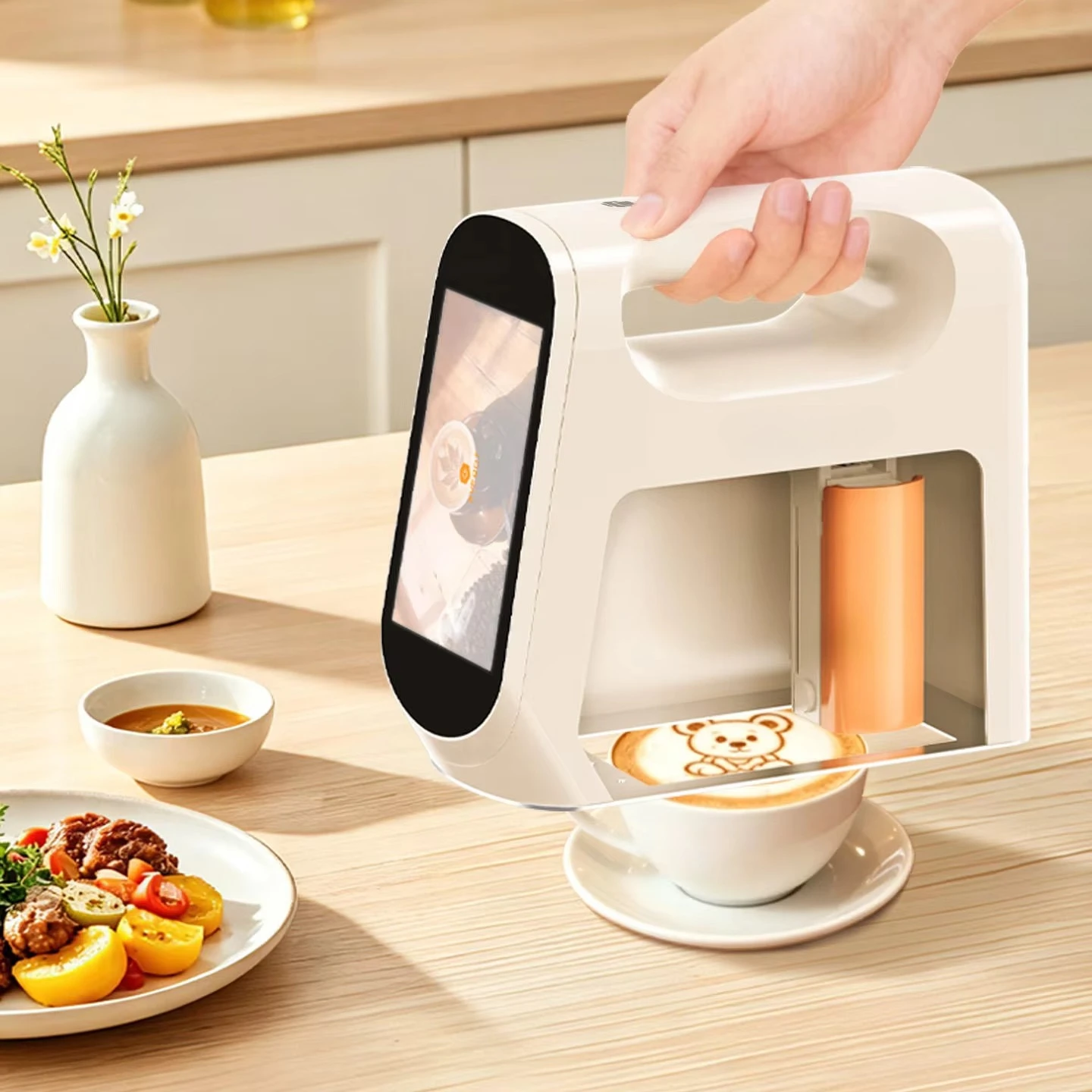 Latte Art Machine by EVEBOT Print Photos Cartoons on Coffee Foam Yogurt with Touchscreen Control