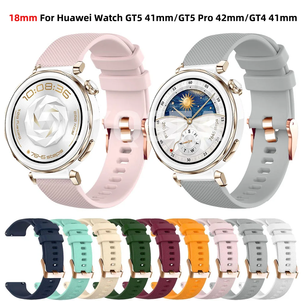 New 18mm Replacement Watch Strap For HUAWEI WATCH GT 4 41mm/GT5 Pro 42mm Silicone Wristbands For Huawei Watch GT 5 41mm Bracelet