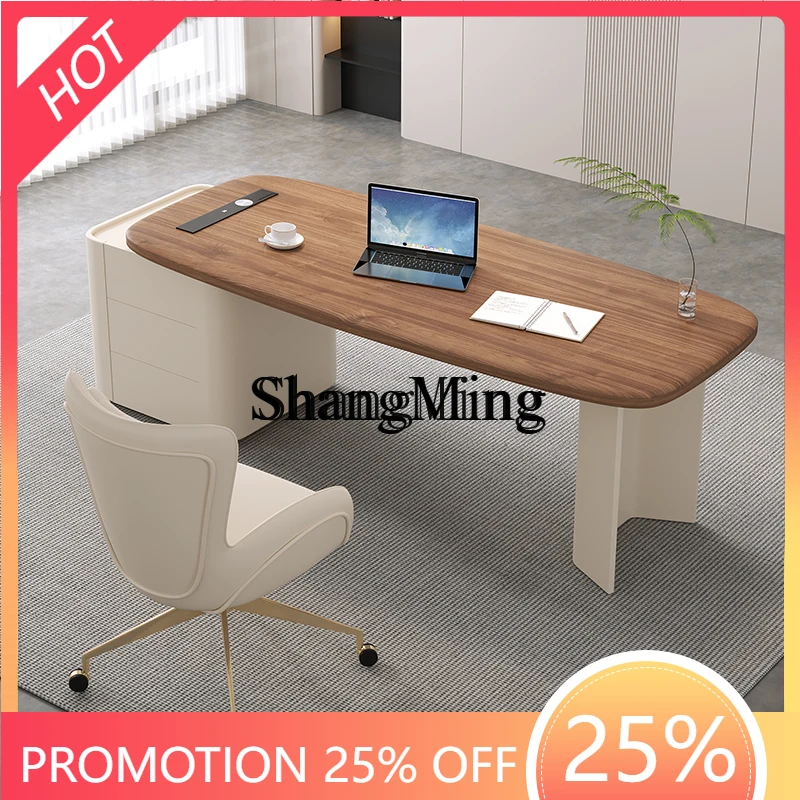 CL كريم نمط مكتب ركن مكتب المنزل الحديث مكتب الكتابة ضوء مكتب الكمبيوتر الفاخرة نمط الجوز