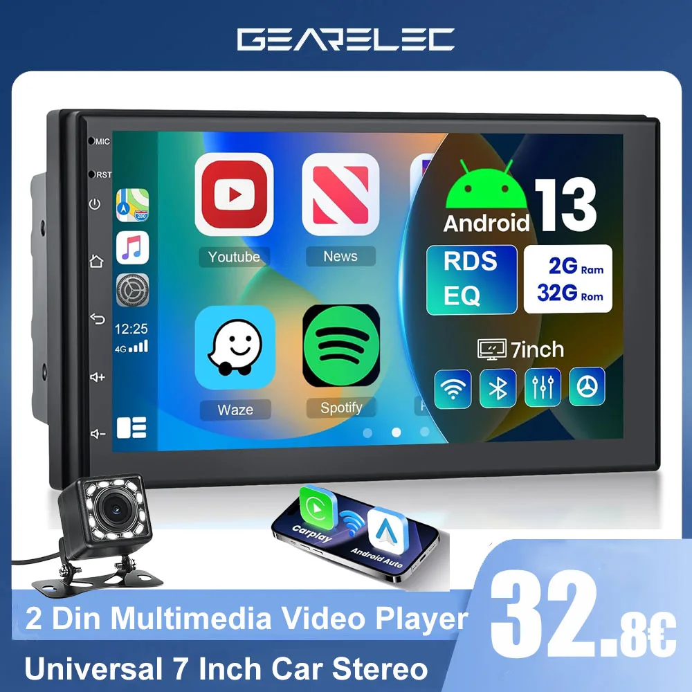 Radio samochodowe Android 13 2 Din multimedialny odtwarzacz wideo Carplay Android Auto Universal 7 Cal 2 din Auto Stereo nawigacyjny android