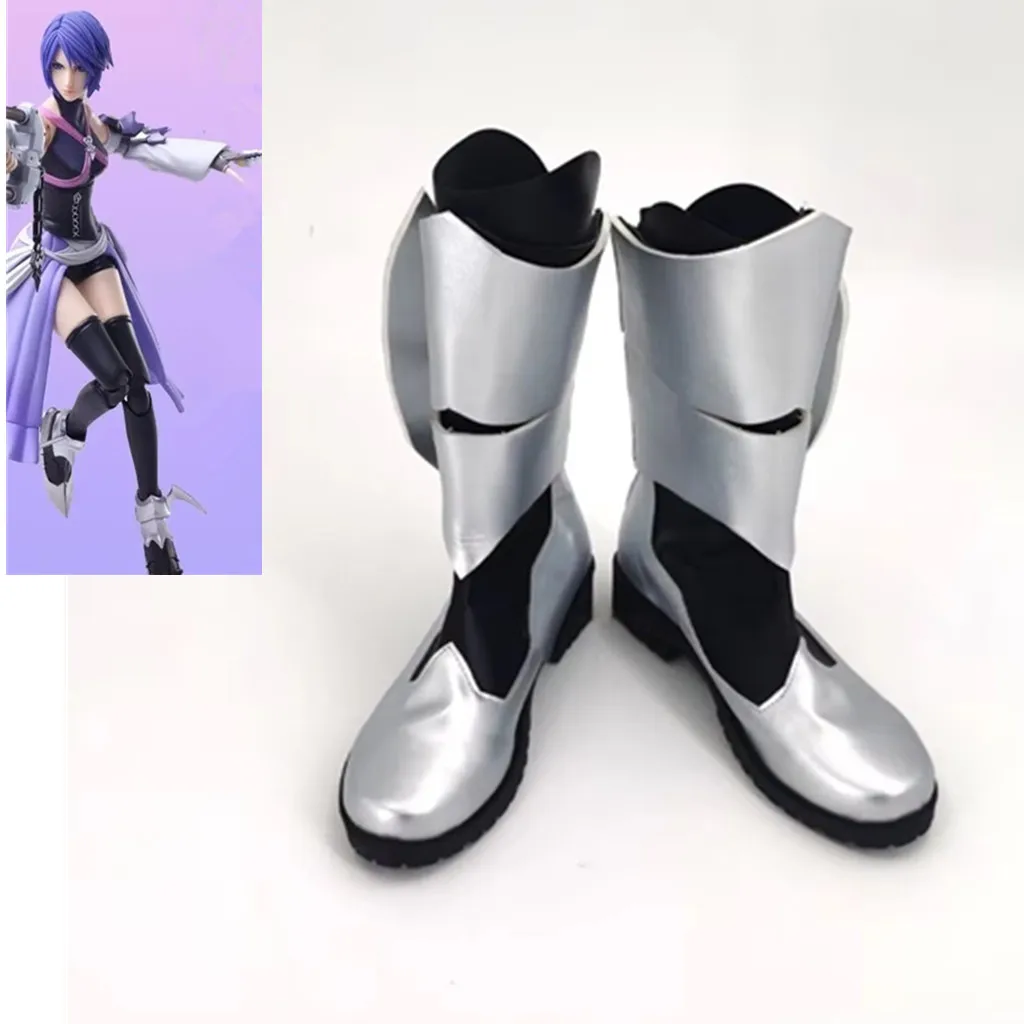 

Kingdom Hearts Birth By Sleep Aqua Cosplay Shoes Anime Gray Handmade Boots