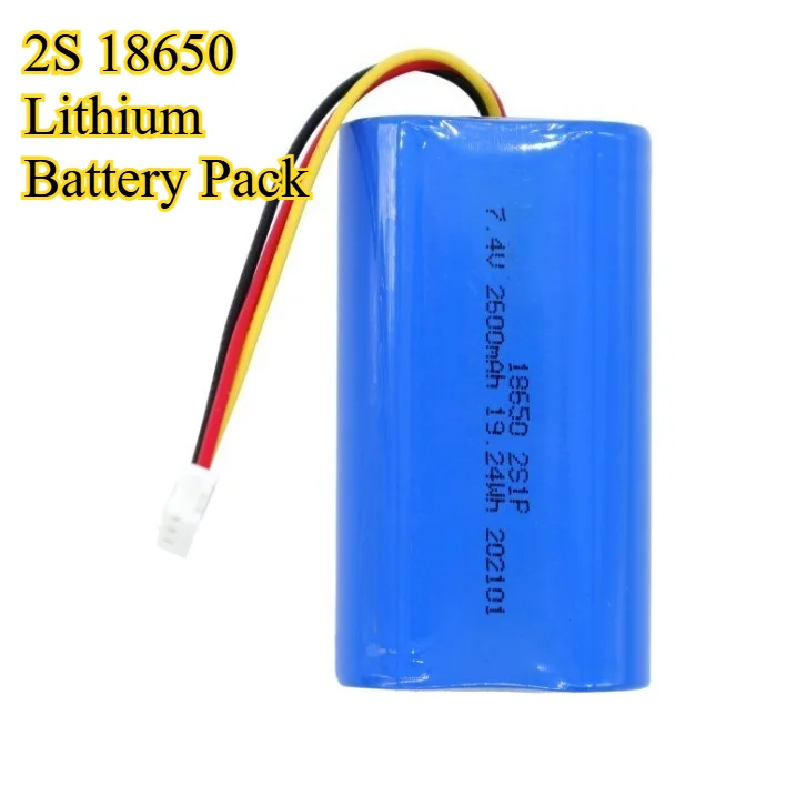 Paquete de batería de litio 7,4 V 2500mAh 2S 18650 para piezas de coche RC batería recargable de iones de litio de 7,4 voltios con protección contra sobrecarga