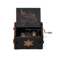 Let It Go Music Box Toy Wood Hand Crank Engraved Vintage Wooden Musicbox Birthday Halloween Christmas Valentine's Day Gift