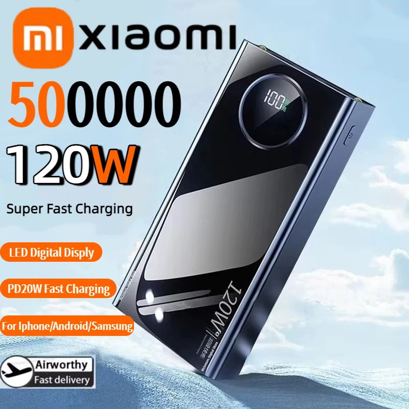 Xiaomi 50000mAh قدرة عالية 120W قوة البنك شحن سريع Powerbank شاحن بطارية محمول آيفون سامسونج هواوي جديد