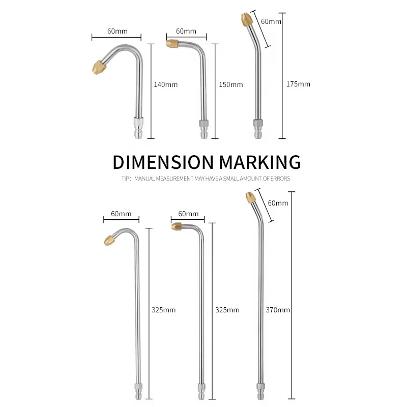 6 Size Car Washer Multi-Angled Metal Rod Jet Lance For High Pressure Washer Water Gun Extension Wand Lance For Pressure Cleaner