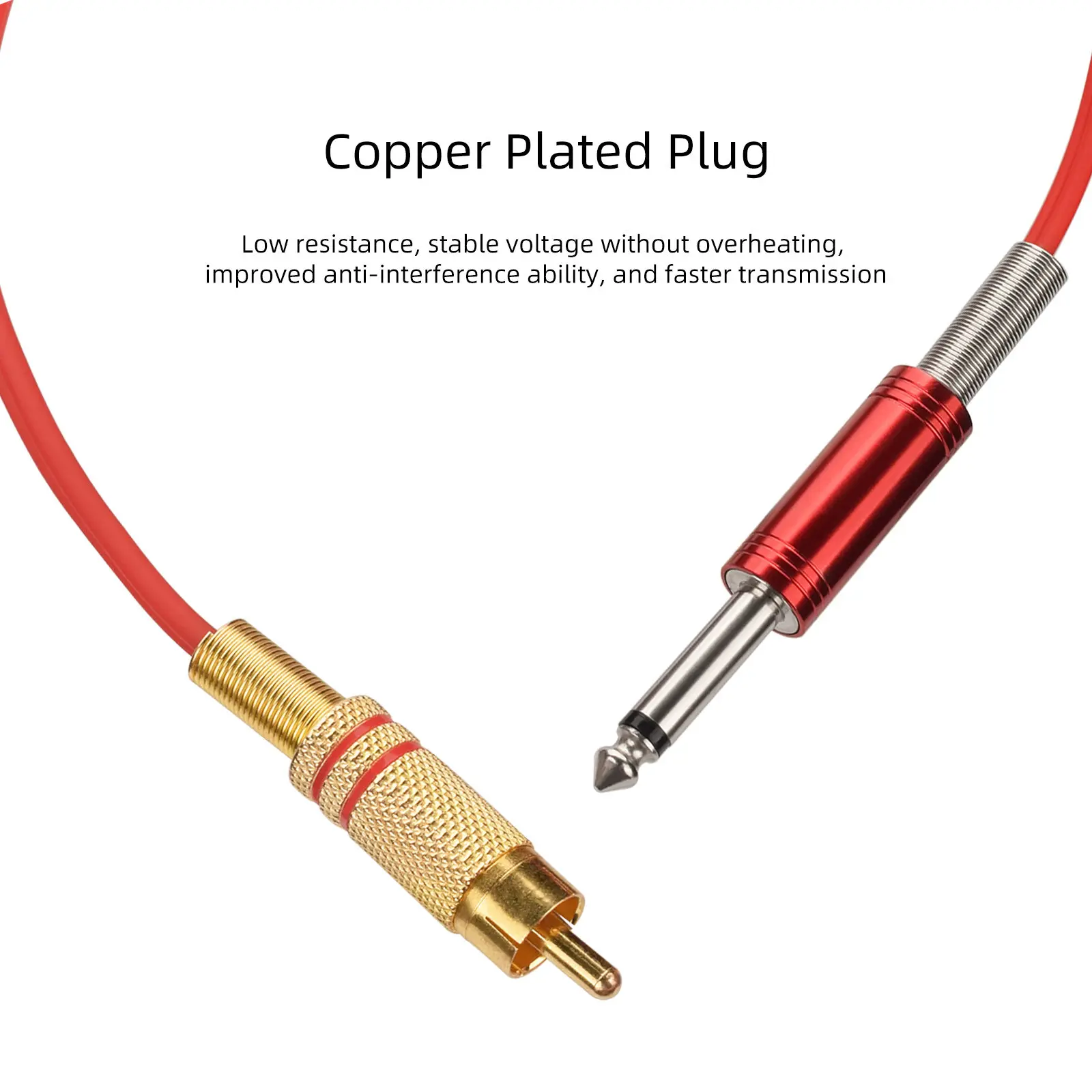 Tattoo Clip Cord Cable 1.7m Silicone Red RCA Tattoo Machine Copper Connector Tattoo Machine Hook Line Connector Power Supply