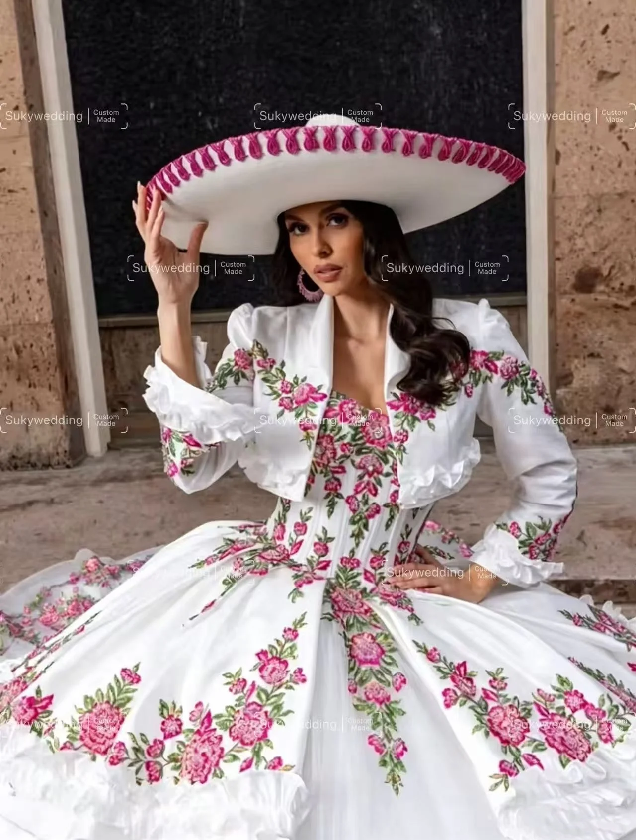 charro quinceanera dresses Organza Embroidered Red Belt Off Shoulder Wedding Dress Guest A-line Black 2: Clothing, Shoes & Jewelry Floral Print Ragazza Fashion makes custom size dresses according to your bust Charro Quinceanera 15 Dresses Two