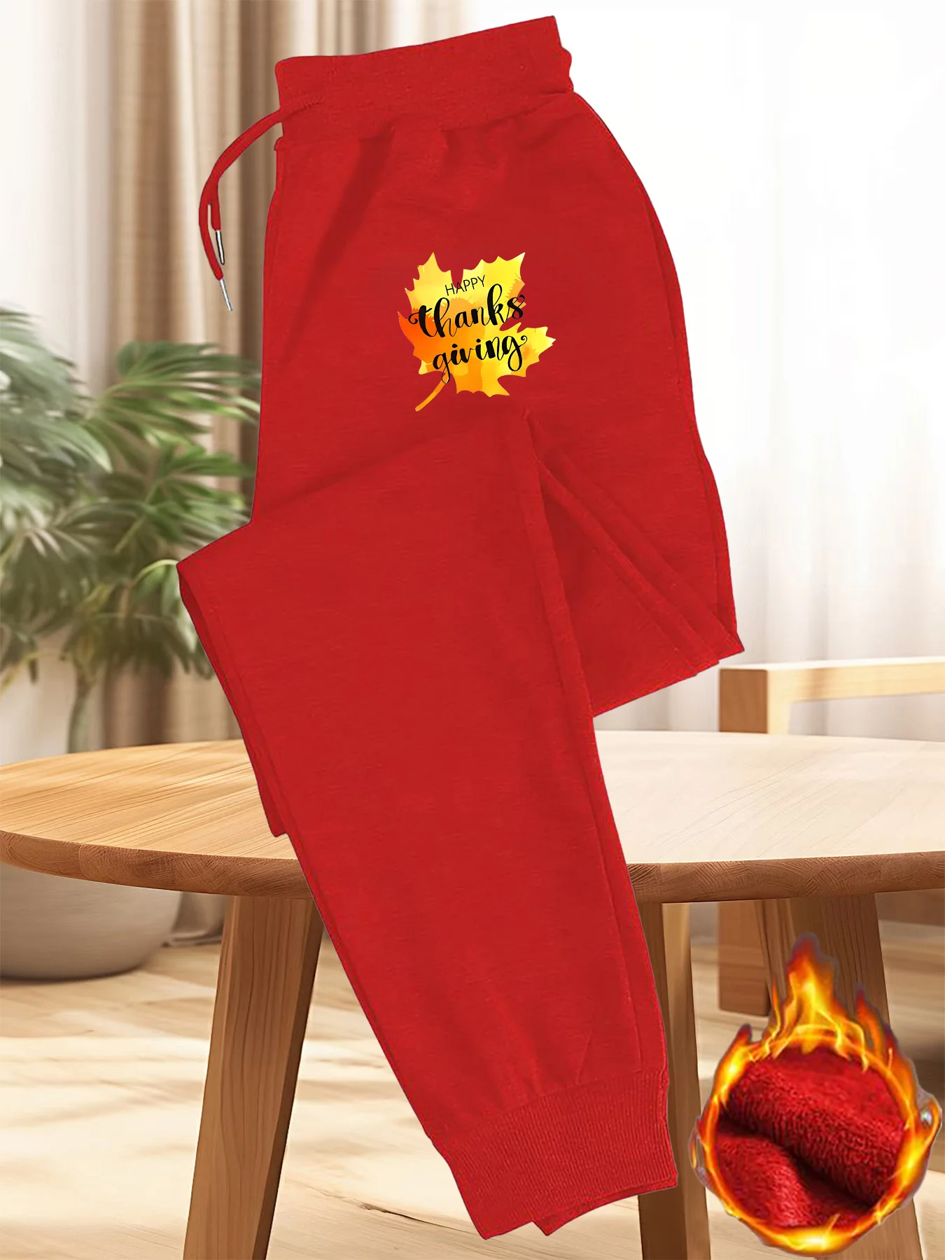 Autumn‑flavored Fall Maple Leaf And Thanksgiving Holiday Slogan Decor Print Comfy Sweatpants Men Hip Hop Jogger Trousers