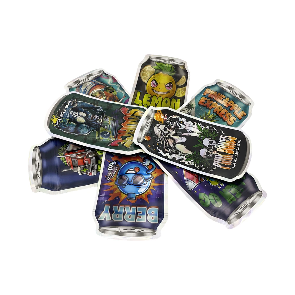 50Pcs Shaped Cut Plastic Opp Pouches 3.5G Empty Laser Zipper Flat Bags DIY Reusable Candy Cookies Storage Packaging