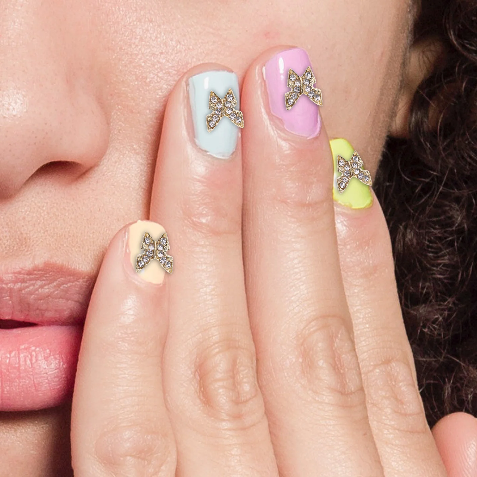 

20pcs Metal Studs Alloy Butterfly Decor For Diy Party Holiday Nail Art Wear-Resistant Delicate Adorable Nail Decorations