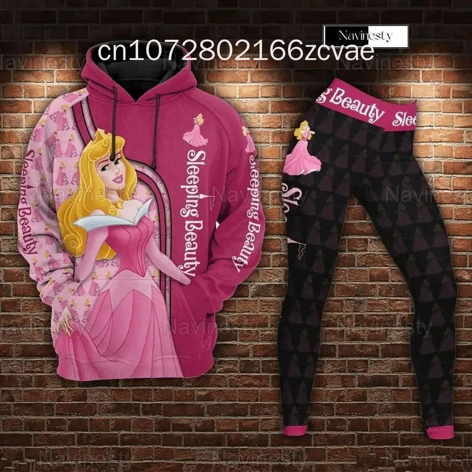 

2024 New Disney Sleeping Beautys Hoodie Leggings Suit Women's Diseny Hoodie Yoga Pants Sweatpants Fashion Tracksuit Sets