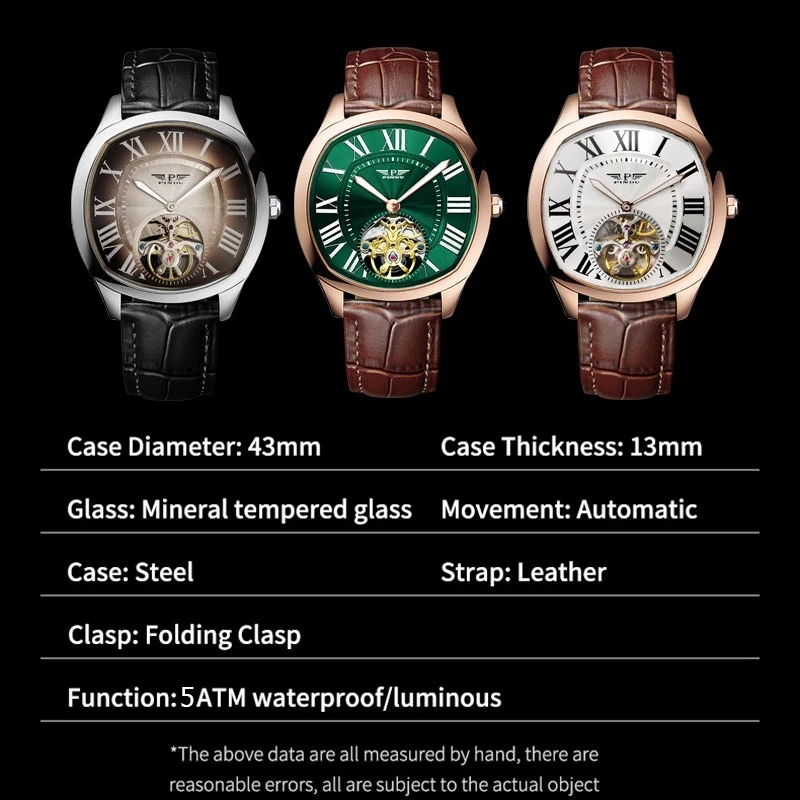 Montre Homme PINDU Design Tourbillon Watch for Men Mechanical Watches Male Clocks 50 Waterproof Watches Relogio Masculino