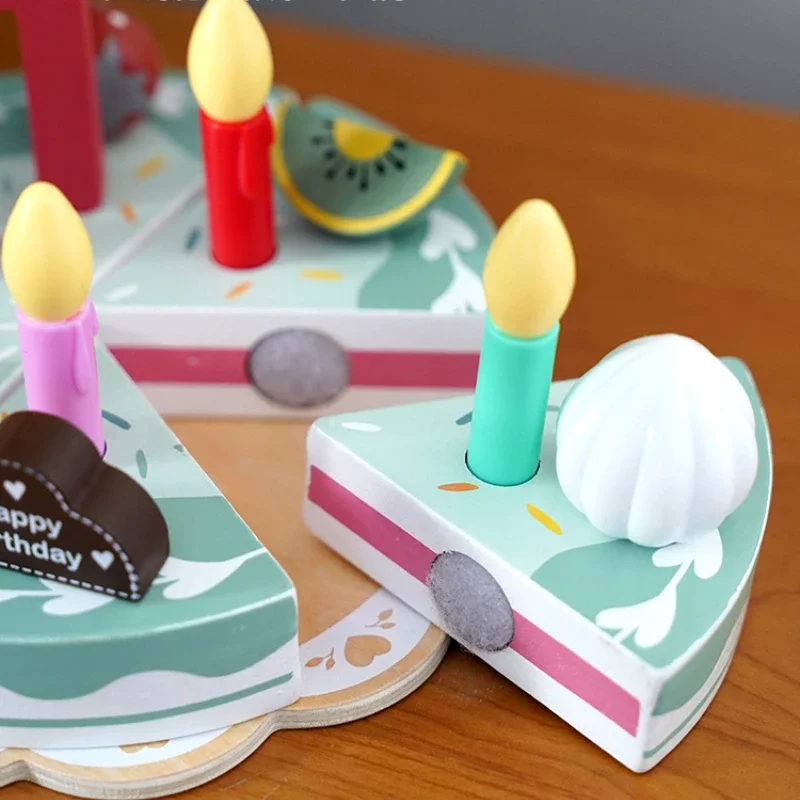 Jouet de gâteau d'anniversaire en bois pour enfants, simulation Harvey, jeu de simulation, coupe, éducation précoce, ci-après les, cadeaux de Noël, mode