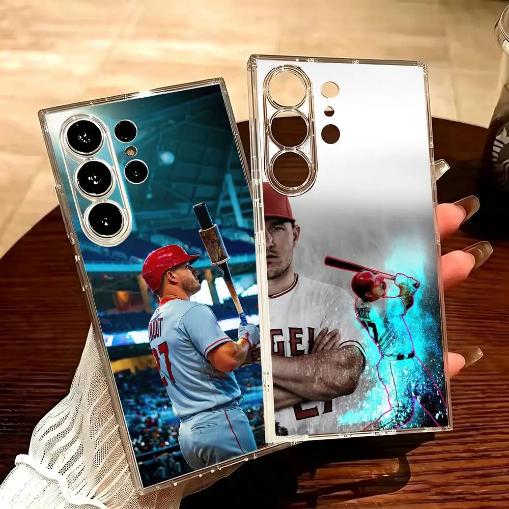M-Michael Trout Baseball  Phone Case For Samsung S25,24,23,22,21,20,30,Ultra,Plus,Fe,Lite Transparent Cover