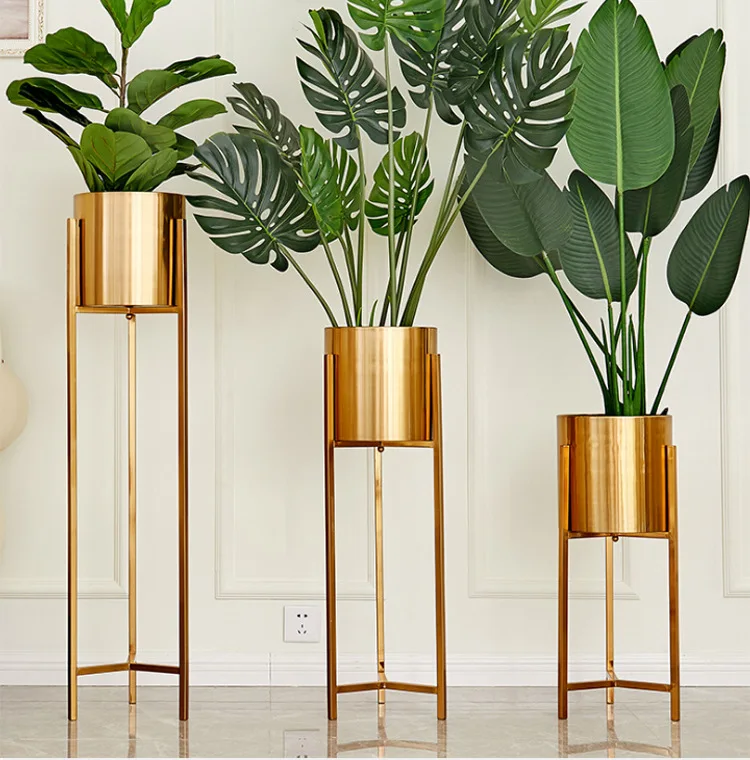 Metal Light Luxury Floor Standing Flower Rack, High-end and Creative Living Room Decoration Flower Rack Planters Plant Pots