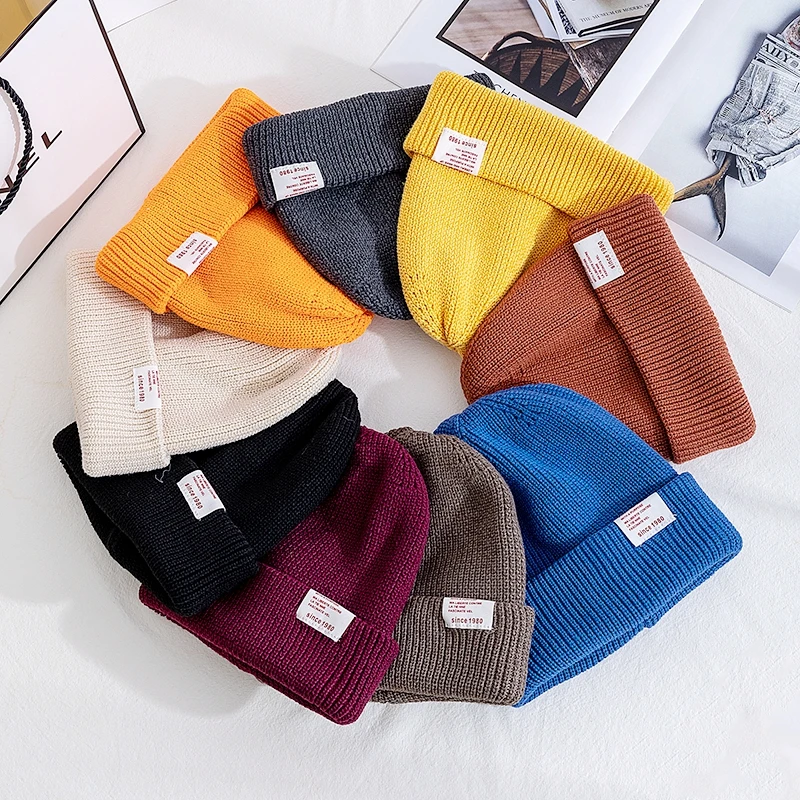 Frauen Winter Hüte Casual Candy Farbe Beanie Für Weibliche Streetwear Warme Gestrickte Hut Im Freien Gestrickte Hut