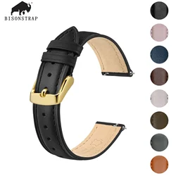 BISONTRAP Calfskin Leather Watch Strap,14mm 15mm 16mm17mm 18mm 20mm Quick Release Replaceable Band, for Women Watches