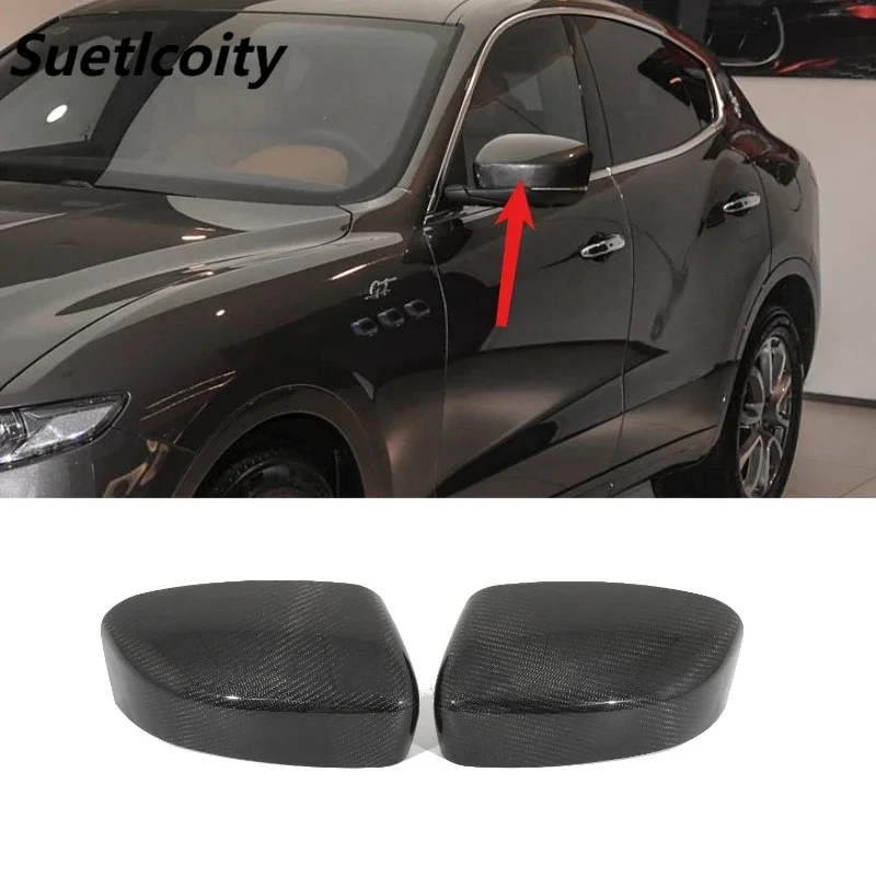 

Suetlcoity For Maserati Levante 2016-2022 Real Carbon Fiber Car Side Rearview Mirror Cover Trim Sticker Car Accessories