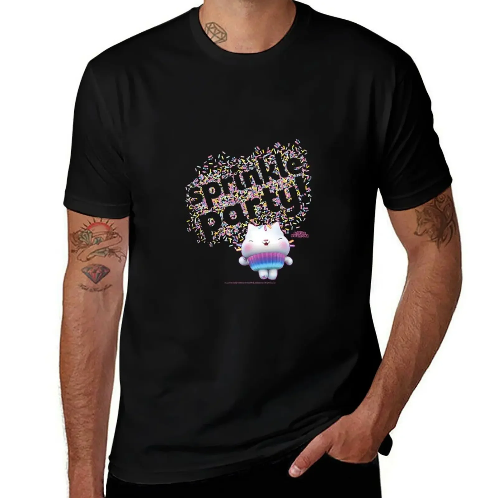 Gabby's Dollhouse Cakey Cat Sprinkle Party T-Shirt anime figures quick drying mens t shirts