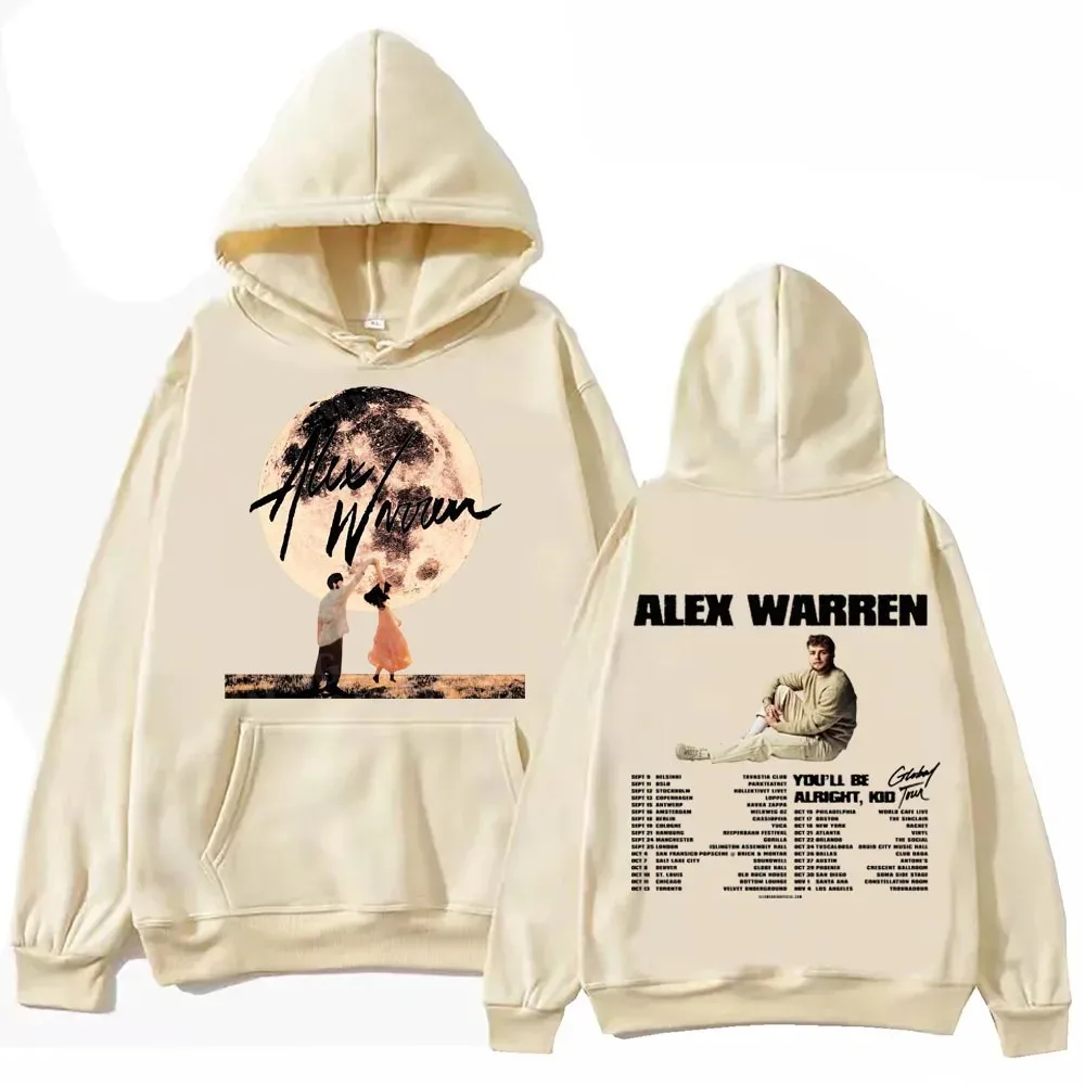 Harajuku hip hop solto hoodie alex warren tour 2025 impresso moda casual impressão hoodie y2k esportes moletom outono unisex
