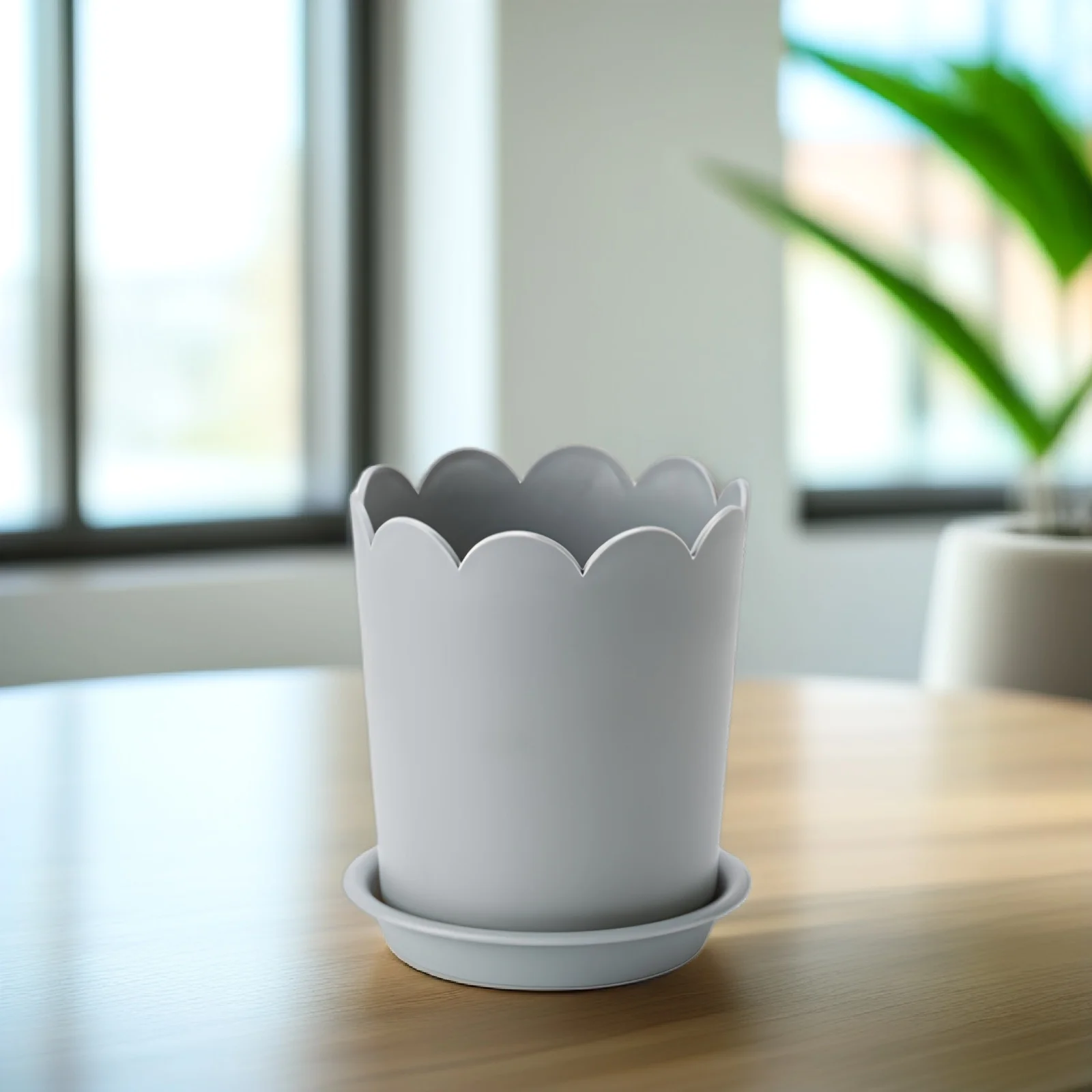 

10Sets Heavy Duty Plastic Flowerpots Stackable Minimalist Planters with Drainage Decorative Scalloped Edges Indoor Outdoor Plant