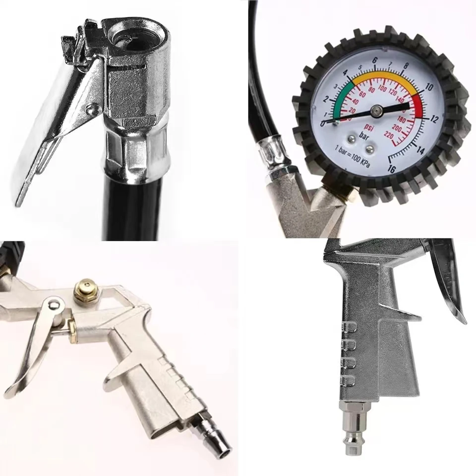 Medidor de inflador de pneus de 220 PSI com medidor de pressão - Bomba multifuncional de compressor de ar para carros, motocicletas e bicicletas