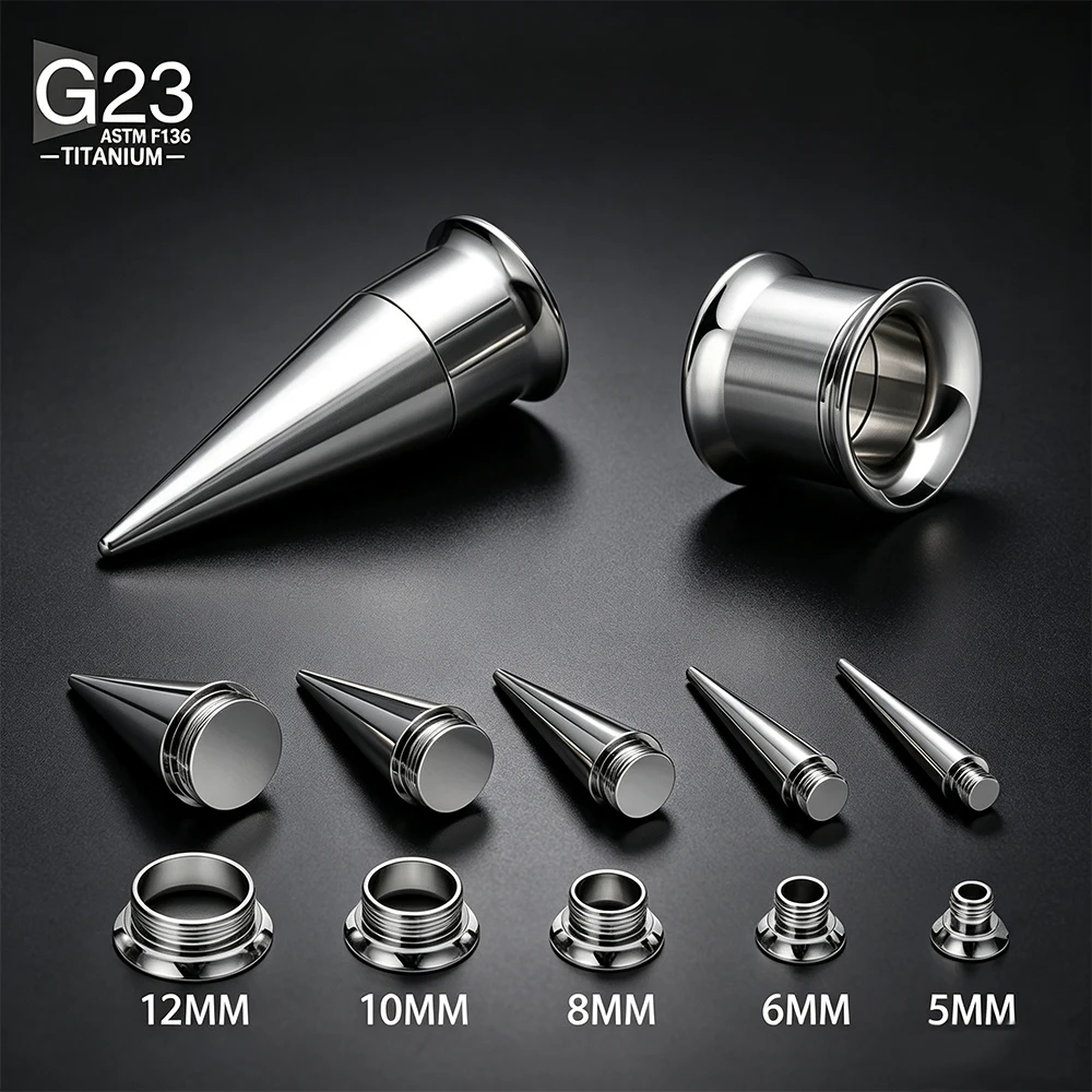 ASTM F136 G23 Titanium Piercing Ear Widening Hollow Cylindrical Inner Thread Tooth Auricle Piercing Body Piercing Jewelry