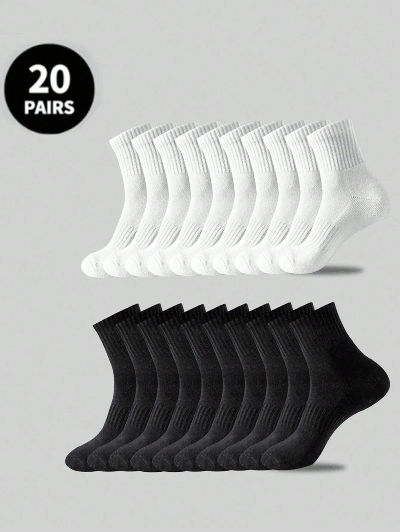 20 Pairs of Men's and Women's Socks, Mid-Calf Socks, Sports Socks, Special Promotion, Y2K Style, Cute and Fun Sports Socks, White Socks, Fashionable Gift