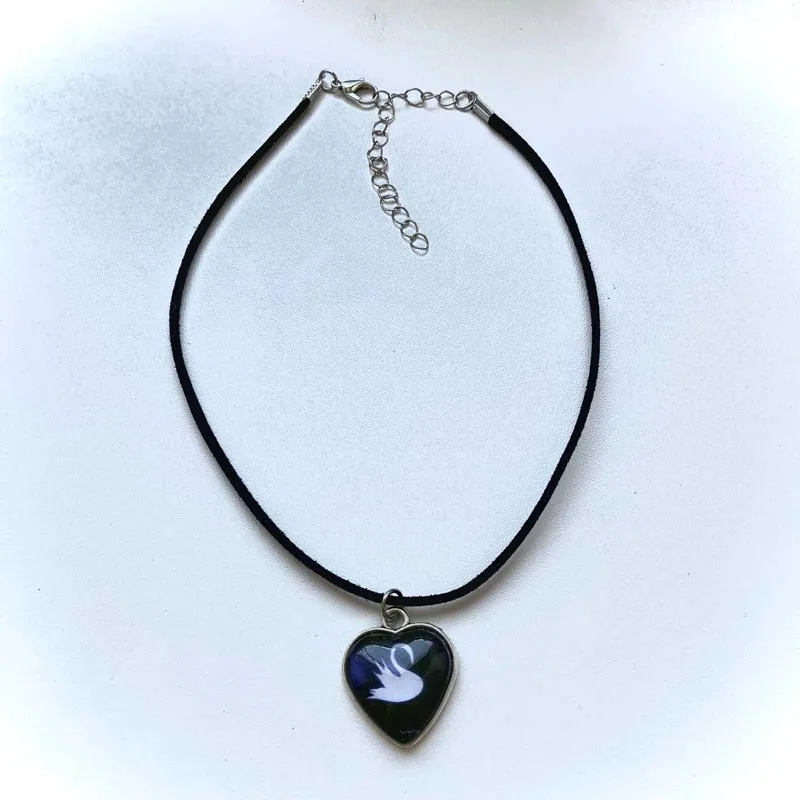 handmade swan heart glass pendant necklace