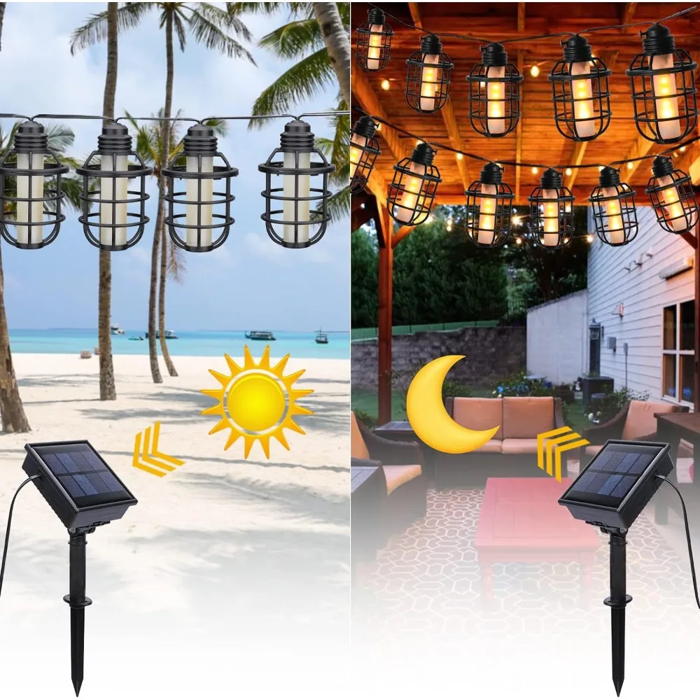 Outdoor solar decorative light LED waterproof string garden landscape tungsten wire bird cage light string 10 heads