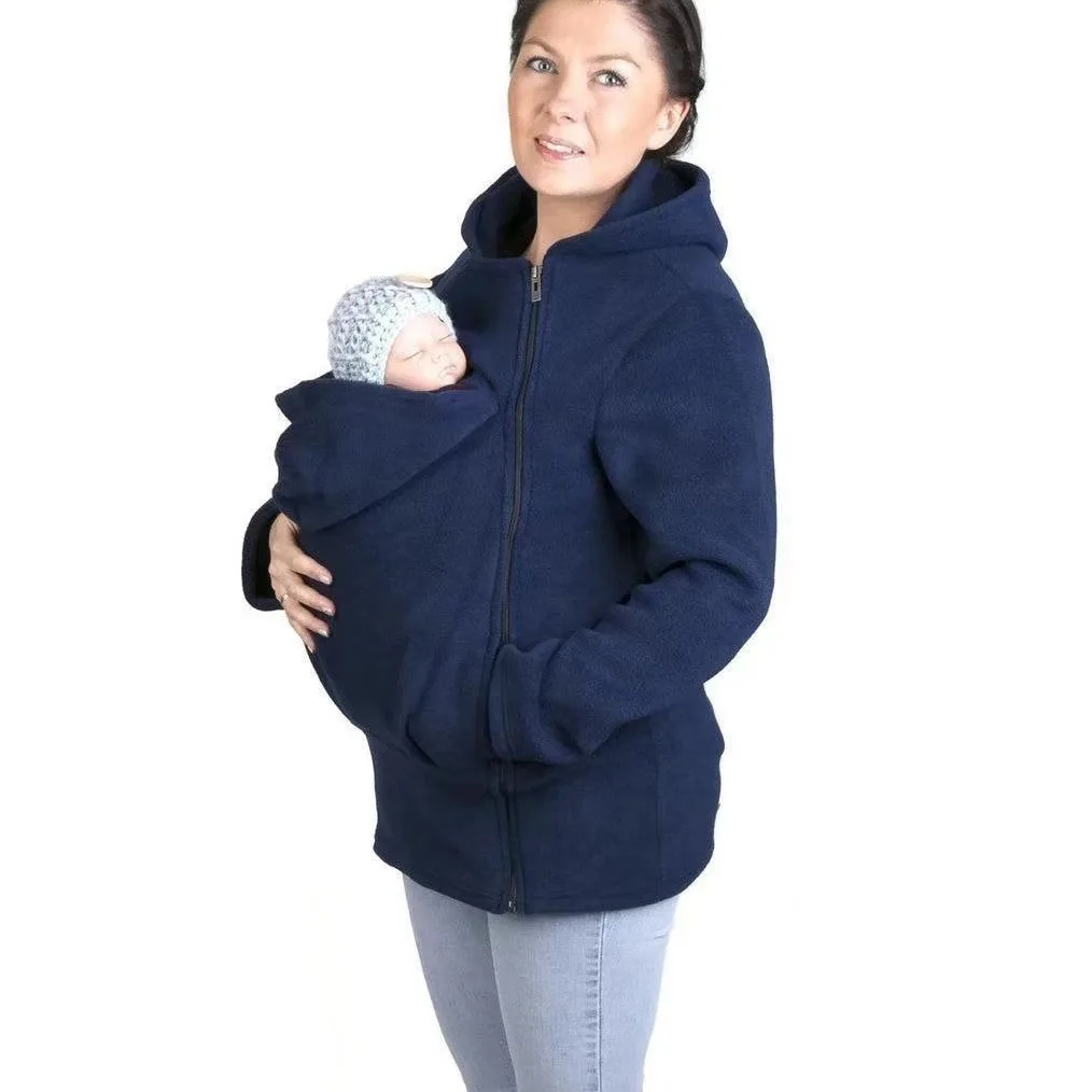 Kangaroo Mom Hoodie Damen Materni Clothing Two-In-One Cross-Border Winter Faion Fce-Futter Sweatshirt von Tee-Acetat...