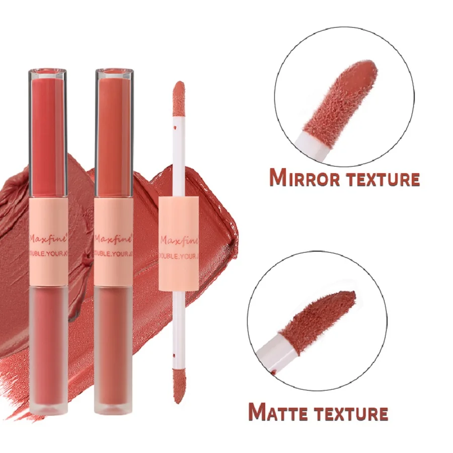 Double Headed Lip Gloss Waterproof Moisturizing Durable Mist Matte Velvet Mirror Lip Gloss Cosmetics image 6
