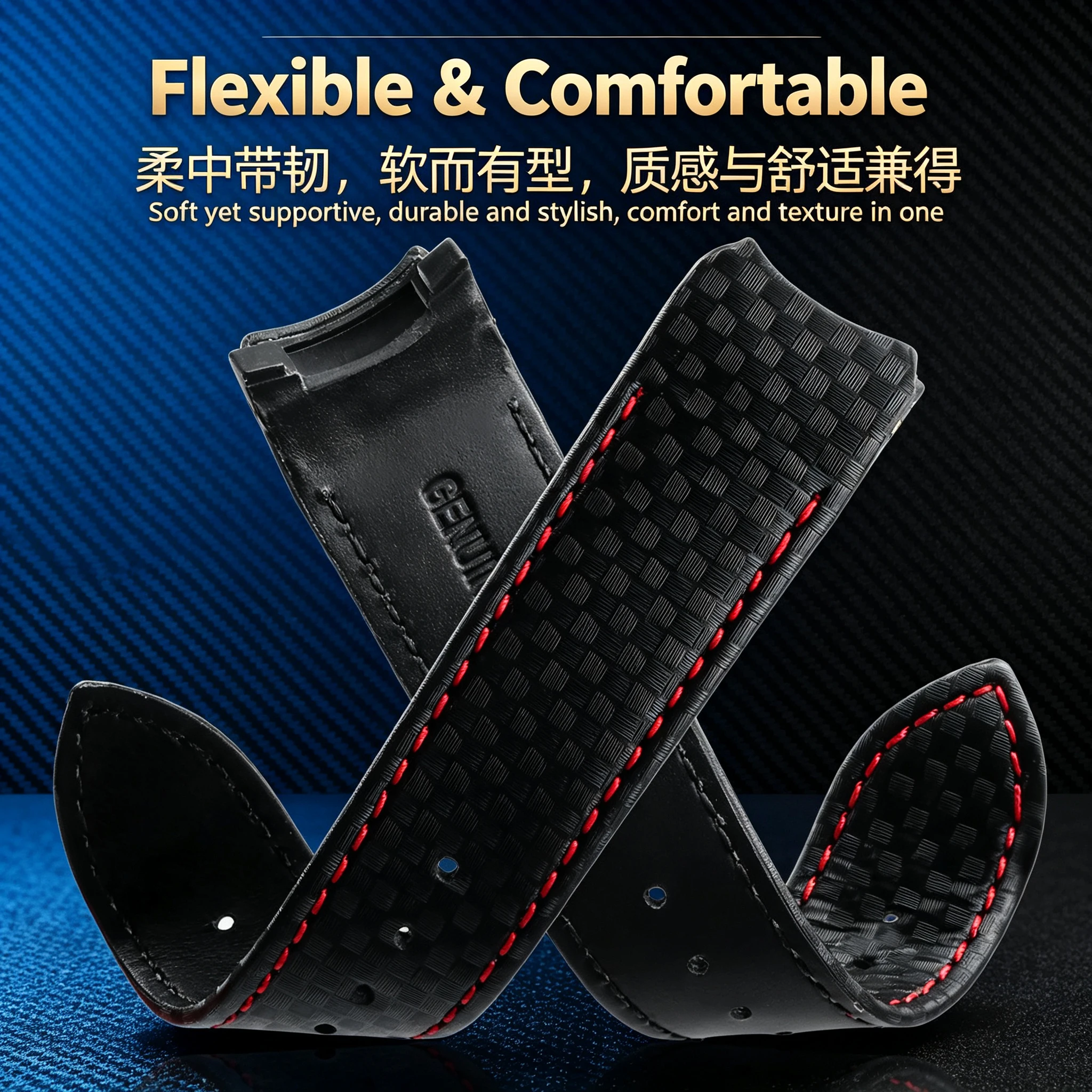 20 21 22mm Carbon Fiber Texture Leather Men WatchBand For Tissot 1853 T‑Touch T013420A T047 T091 T33 Series Watch Accessories