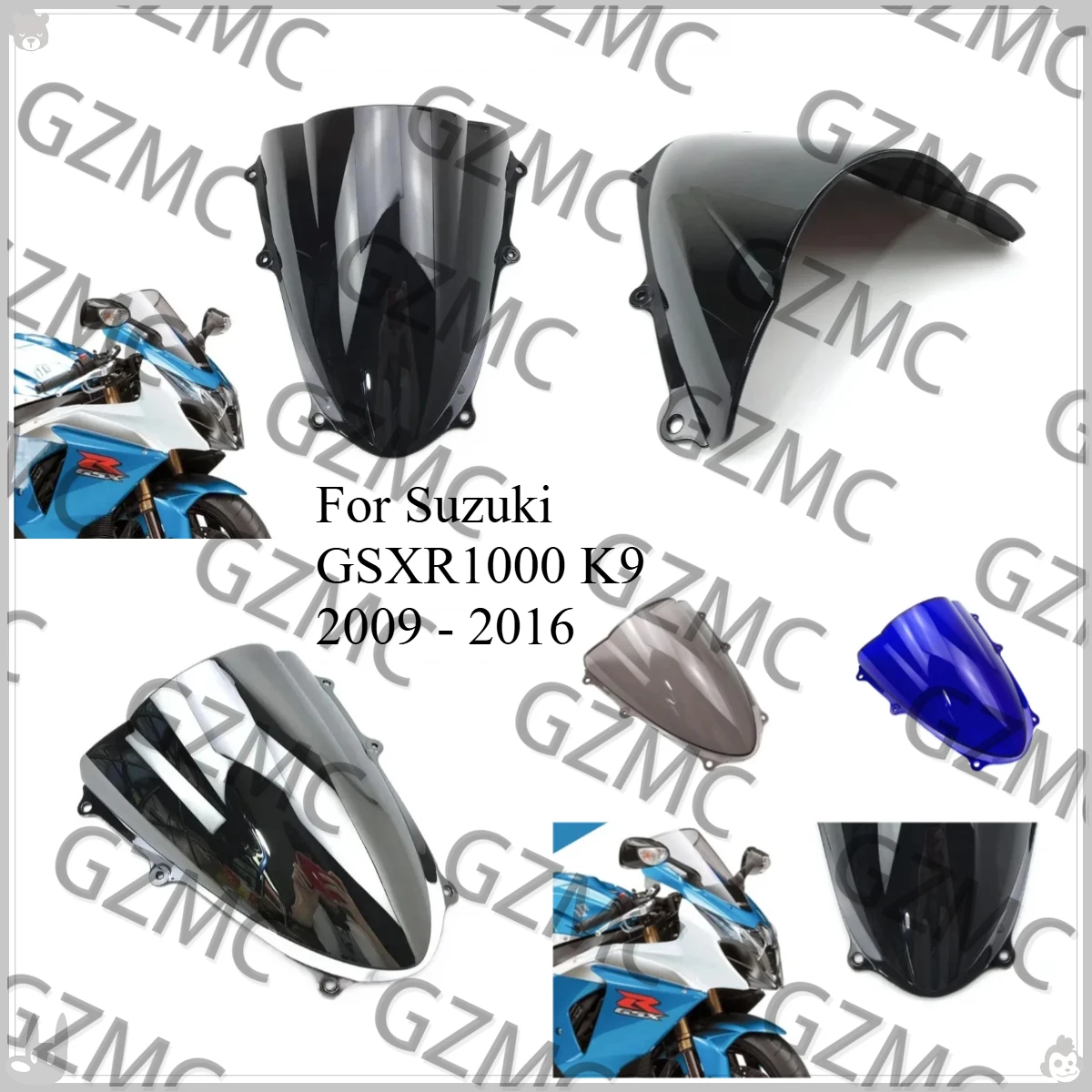 لسوزوكي GSXR1000 K9 2009 - 2016 الزجاج الأمامي فقاعة مزدوجة GSXR 1000 R 2010 2011 2012 2013 2014 2015 منحرف الرياح #1