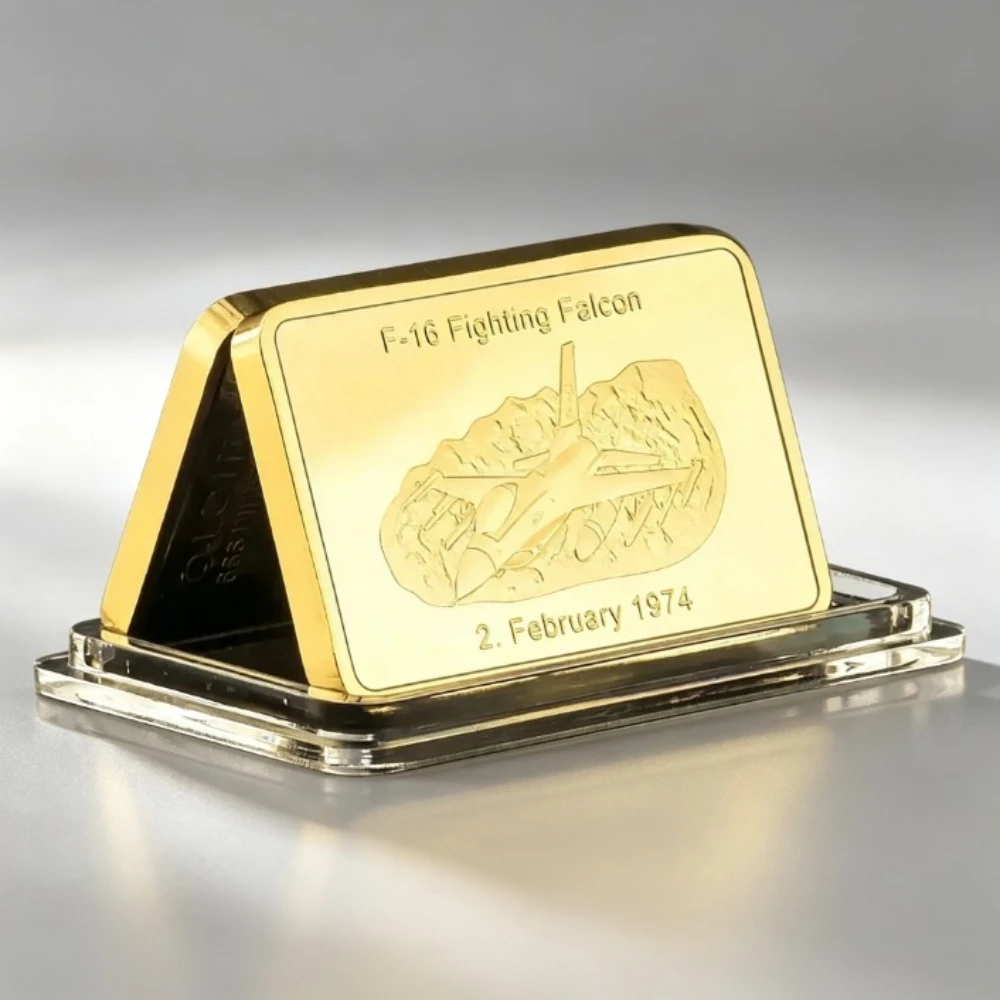 Gold Plated Bar 1974 United States Air Force Commemorative Coins F-16 Fighting Falcon Souvenir Coin Honor Badge