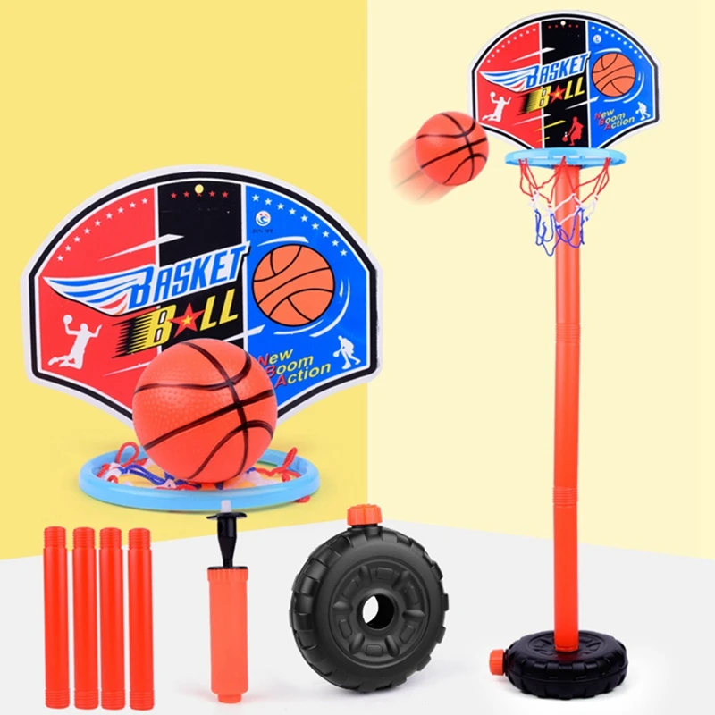 Children Basketball Playing Set Outdoor Sport Adjustable Stand Basket Holder Hoop Goal Game Mini Indoor Boy Kids Basketball Tool