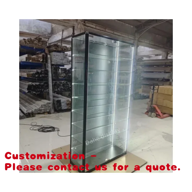 

Customize.Multi-layered Glass Showcase Lockable Full Smoke Shop Glass Display Casestoy Display Cabinet with LED