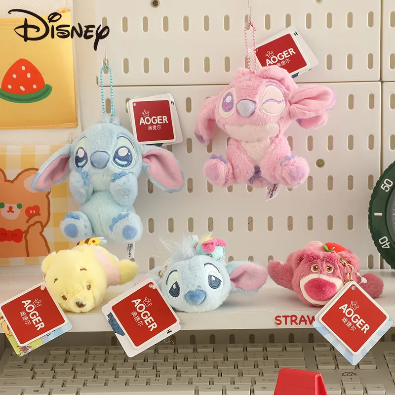 

Disney Kawaii Anime Stitch Key Chain Cute Sweet Strawberry Bear Cartoon Pooh Bear Action Figure Pendant Lovely Gifts for Girls