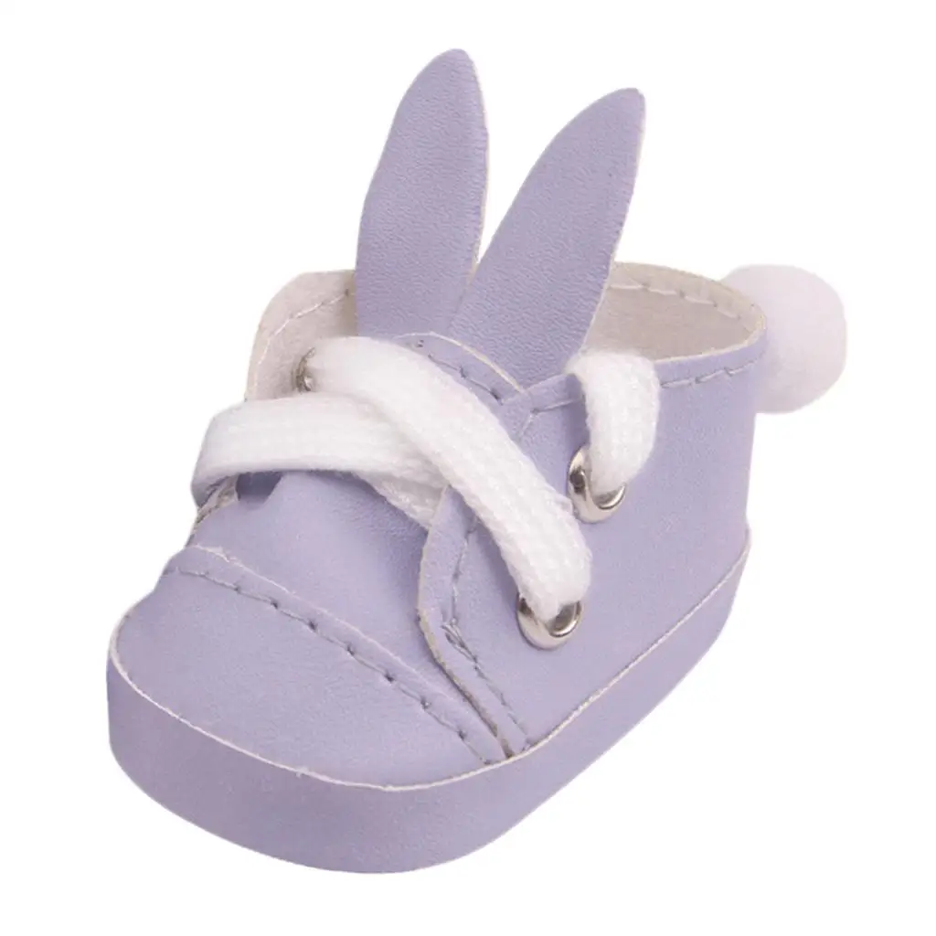 

Обувь для кукол 14,5 дюймов, белые кроссовки из искусственной кожи с кроликами, аксессуары для кукол Mellchan, одежда для американских кукол.