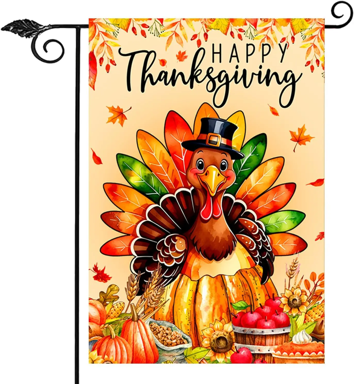 Happy Thanksgiving Flag, Thanksgiving Day Turkey Pumpkin Flag, Be Thankful Thanksgiving Holiday Yard Flag, Turkey Thanksgiving G