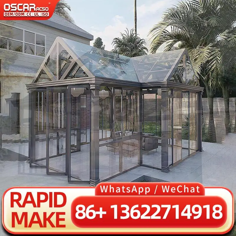 Prefabricated High quality 4 Season Sun House for Glass Conservatory in Winter sunroom