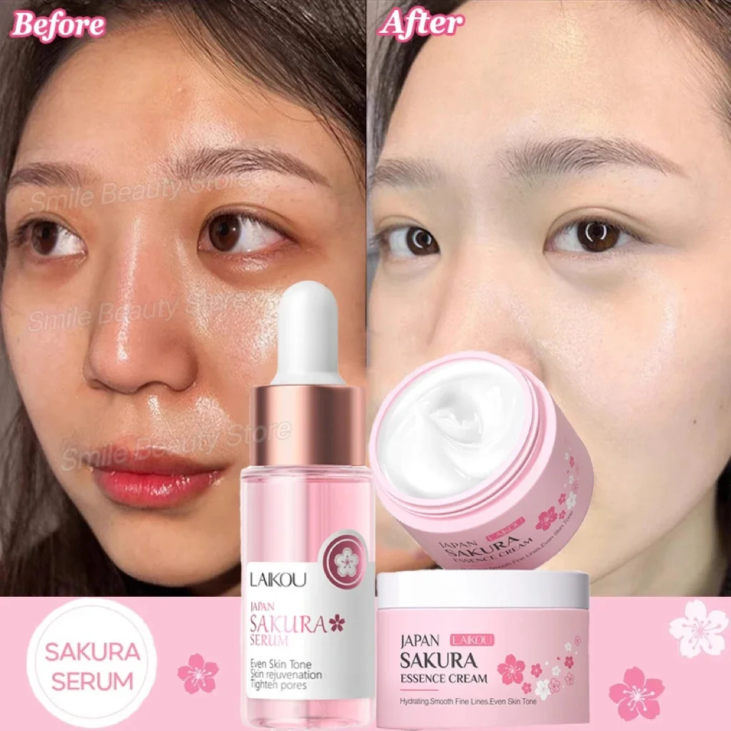 

LAIKOU Sakura Wrinkle Remover Serum Cream Set Anti-Aging Fade Fine Lines Lift Firming Vitamin C Whitening Rejuvenation Skin Care