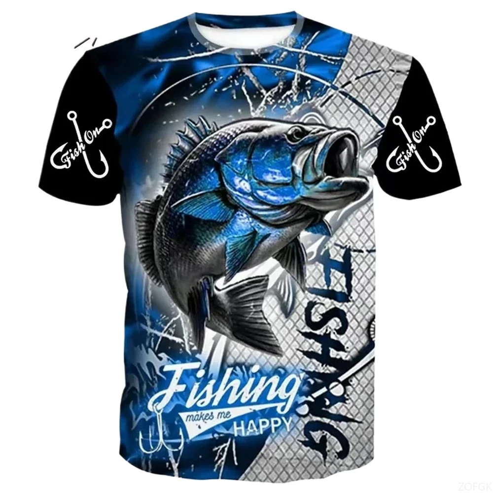 Men's Clothing 3D Fishing Pattern Printed Short Sleeve Oversized T-Shirt Fishing Fishing Outdoor Clothing Short Sleeve Top