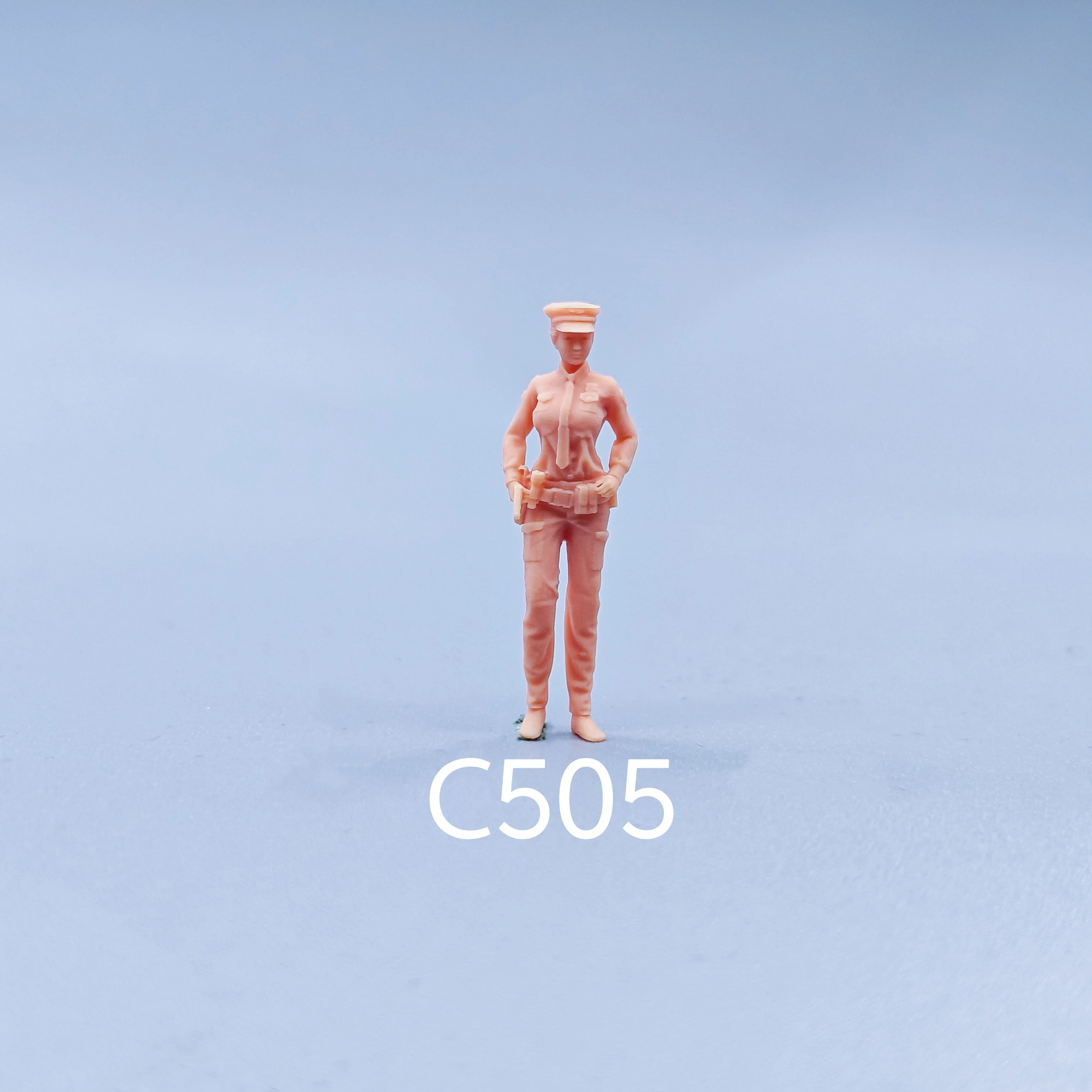 1/64 Figurine Modello in scala Resina In piedi Ufficiale di polizia femminile Miniature non colorate Diorama Dipinto a mano C504 C505