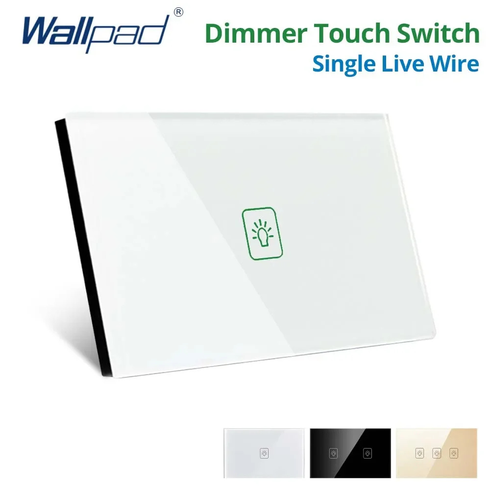 Wallpad Dimmer US Touch Switch White Black Gold Glass Panel 1/2/3 Gang Wall Light Sensor Button With RF Control 433.92Mhz